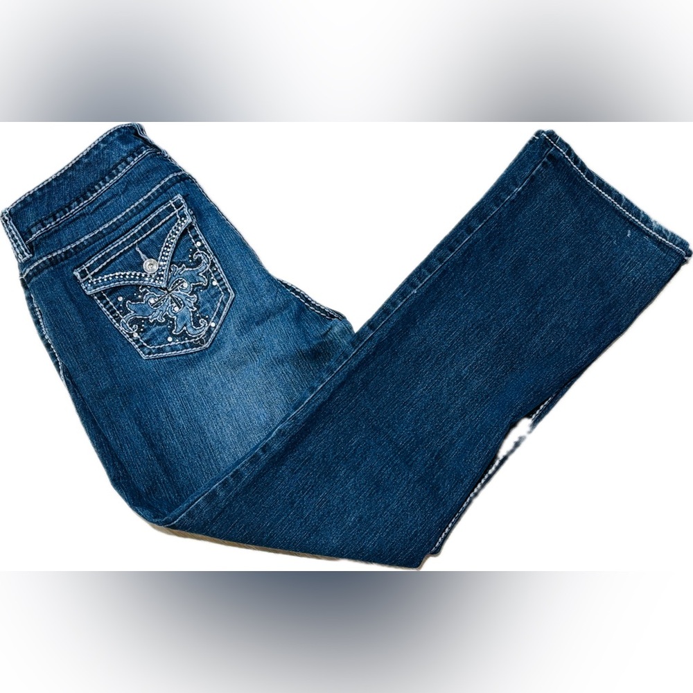 Nine West Dark Blue Boot Cut Jeans with Embellished Pocket